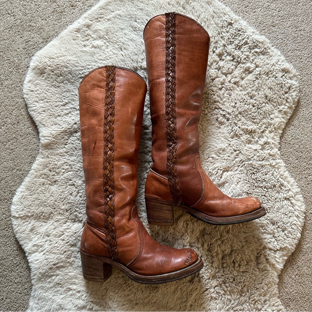 Vintage Tall Braided Frye Boots 6.5